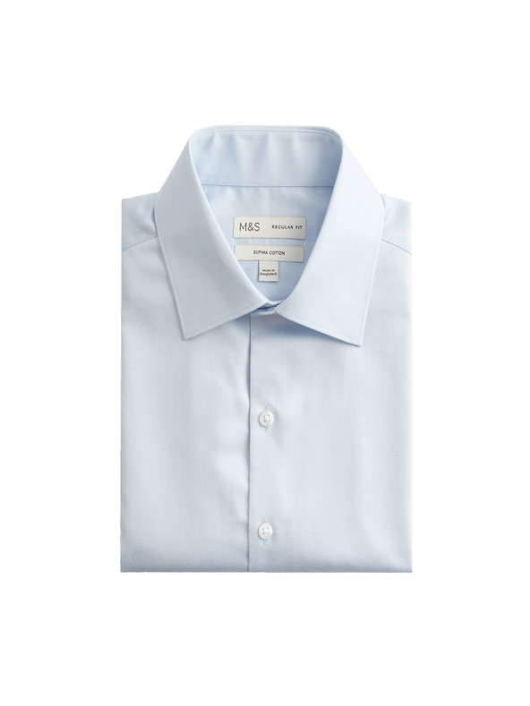 Marks & Spencer Тениска обичайн крой от чисто памук Marks & Spencer синьо