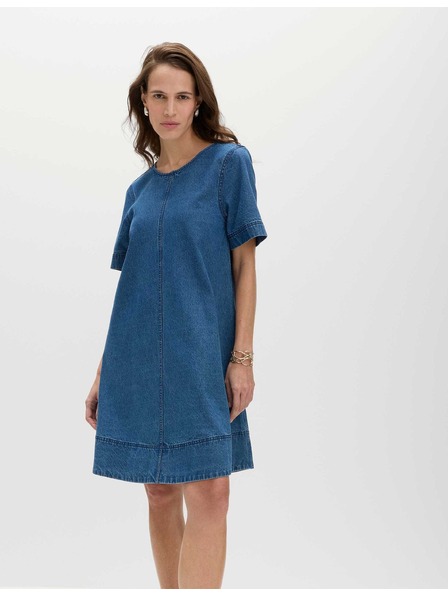 Marks & Spencer Течаща денимова мини тричка рокля от чист памук Marks & Spencer военноморска синя