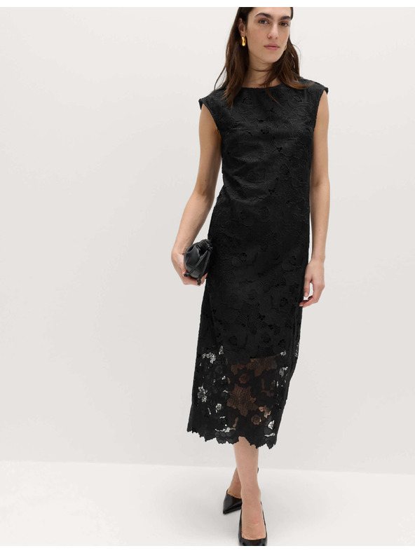 Marks & Spencer Миди тясна рокля с дантелени прорези Marks & Spencer черна