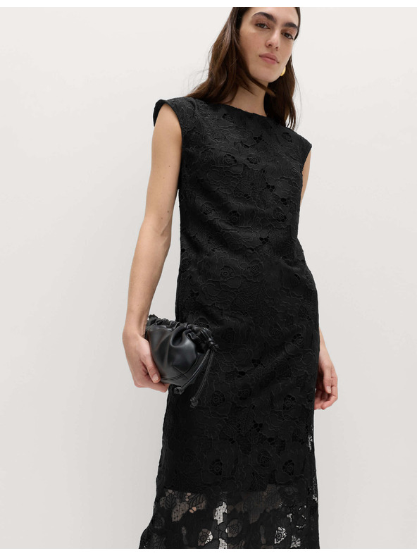 Marks & Spencer Миди тясна рокля с дантелени прорези Marks & Spencer черна