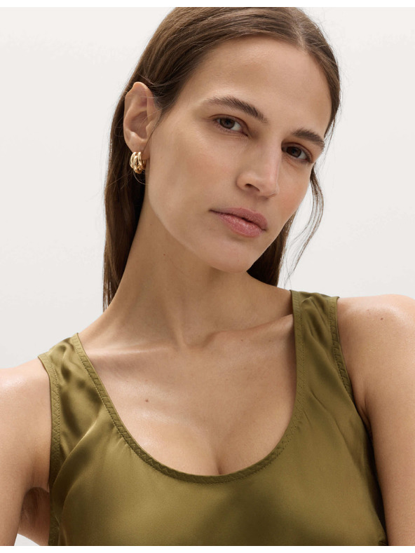 Marks & Spencer Сатенена макси еластична рокля с овално деколте Marks & Spencer зелена