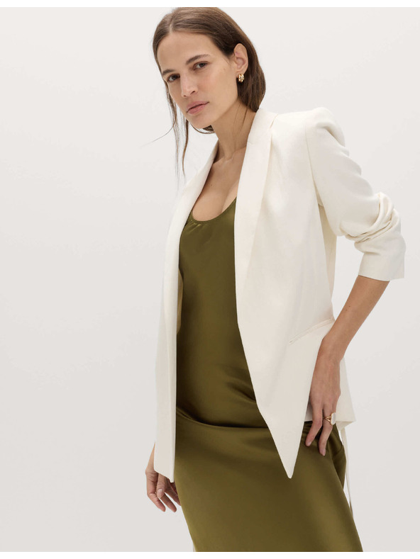 Marks & Spencer Сатенена макси еластична рокля с овално деколте Marks & Spencer зелена
