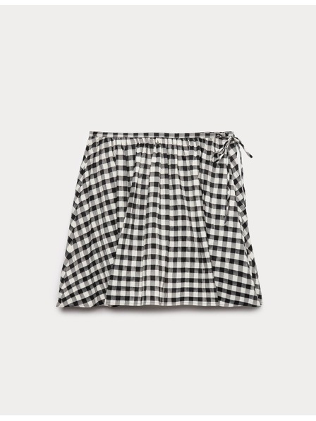 Marks & Spencer Миниатюрна кръгла пола от материал Gingham от памучна смес Marks & Spencer черна