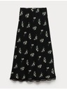 Marks & Spencer Цветна еластична миди пола с дантела Marks & Spencer черна