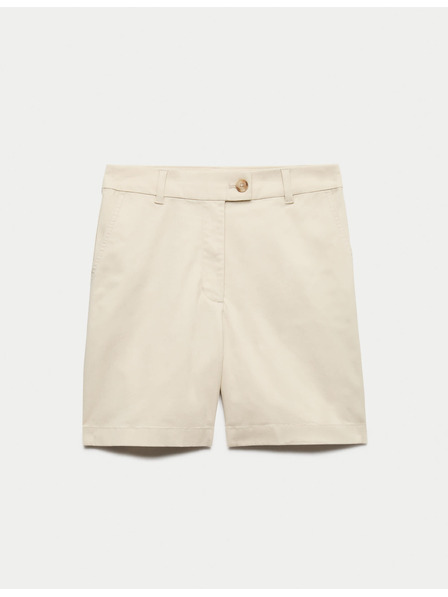 Marks & Spencer Chino шортс с висока талия с висок процент памук Marks & Spencer кремаво