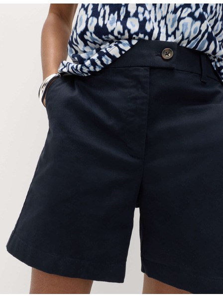 Marks & Spencer Chino шортс с висока талия с висок процент памук Marks & Spencer морско синьо