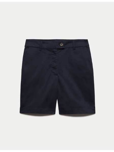 Marks & Spencer Chino шортс с висока талия с висок процент памук Marks & Spencer морско синьо