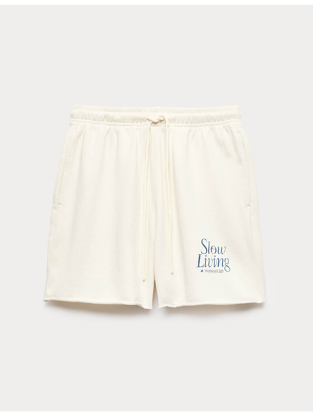 Marks & Spencer Спортни шортс с висока талия от чиста памук Marks & Spencer кремаво