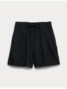 Marks & Spencer Ленени шорти с висока талия Marks & Spencer черни