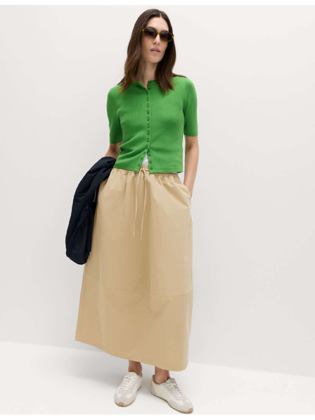 Marks & Spencer Дълга оформяща миди пола от чиста памук Marks & Spencer бежово