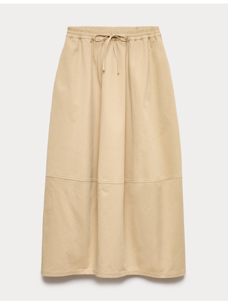 Marks & Spencer Дълга оформяща миди пола от чиста памук Marks & Spencer бежово