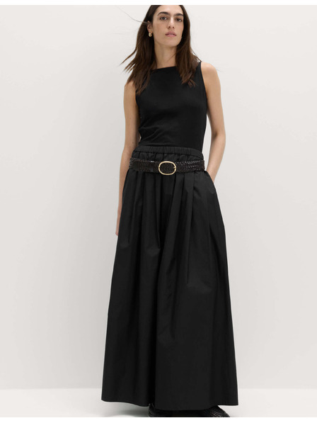 Marks & Spencer Плисирана макси пола от чиста памук Marks & Spencer черно
