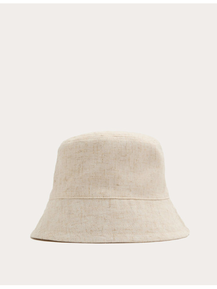Marks & Spencer Платнена bucket шапка със лен Marks & Spencer крем