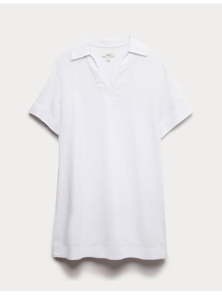 Marks & Spencer Мини рокля с лнен яка Marks & Spencer бяла