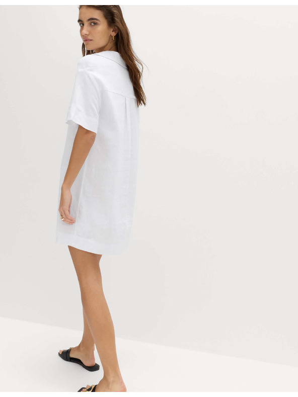 Marks & Spencer Мини рокля с лнен яка Marks & Spencer бяла