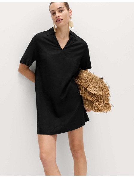 Marks & Spencer Мини рокля с лнен яка Marks & Spencer черен