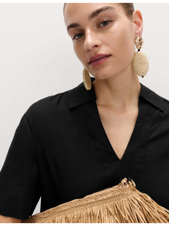 Marks & Spencer Мини рокля с лнен яка Marks & Spencer черен