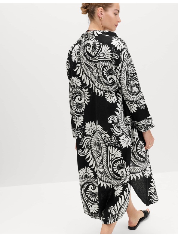 Marks & Spencer Макси рокля от ленено платно с принт Marks & Spencer черен