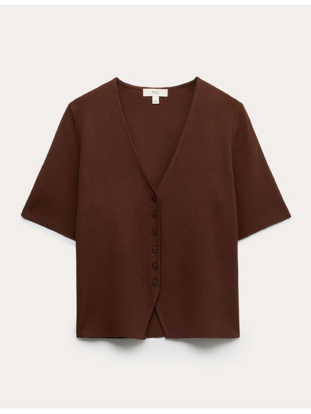 Marks & Spencer Копче кардиган с тесен срез и V-образен деколте Marks & Spencer кафява