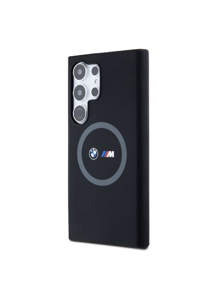 BMW BMW M Printed Round and Logo Magsafe Силиконов калъф за Samsung Galaxy S24 Ultra Black