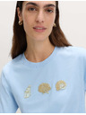 Marks & Spencer Украсена тениска от чист памук Marks & Spencer синя