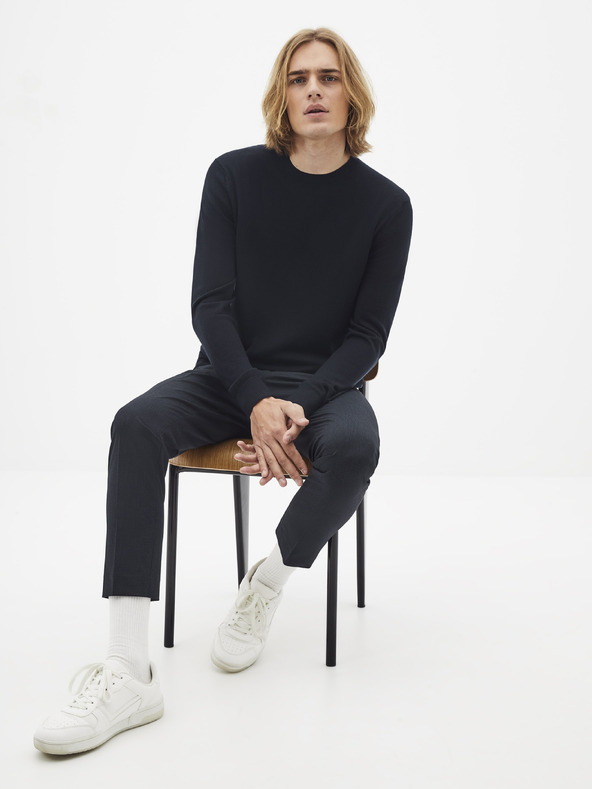 Celio Тъмносин вълнен основен пуловер Celio Semerirond