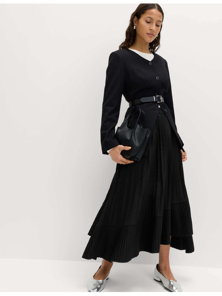 Marks & Spencer Плисирана асиметрична миди пола Marks & Spencer черна