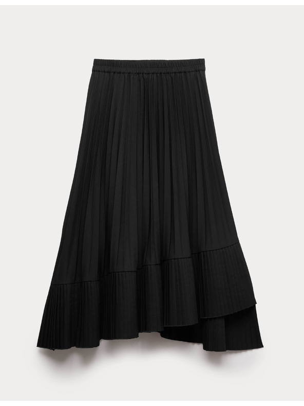 Marks & Spencer Плисирана асиметрична миди пола Marks & Spencer черна
