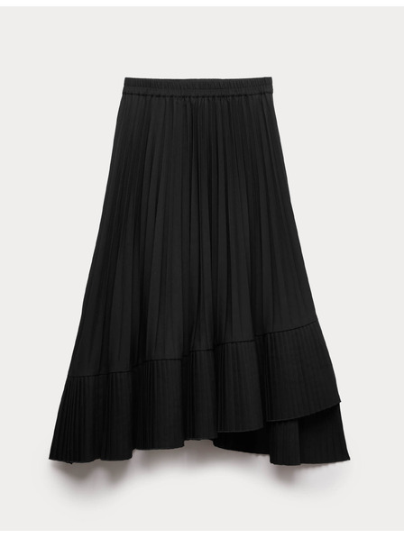 Marks & Spencer Плисирана асиметрична миди пола Marks & Spencer черна