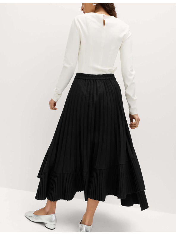 Marks & Spencer Плисирана асиметрична миди пола Marks & Spencer черна