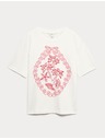 Marks & Spencer Oversized тениска с графика от чист памук Marks & Spencer бяла