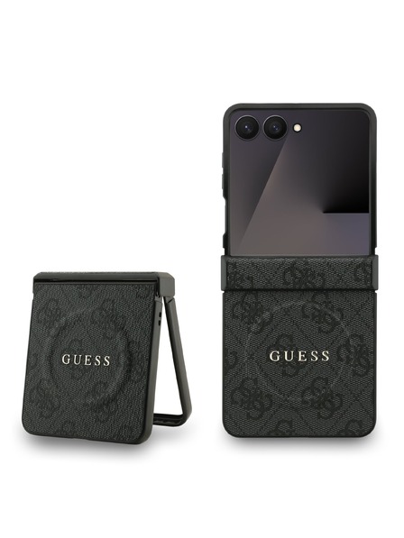 Guess Guess PU Leather 4G Colored Ring Magnetic задна крышка за Samsung Galaxy Z Flip 7 Black