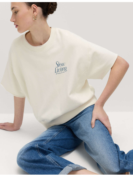 Marks & Spencer Боядисан суитшърт от чист памук Marks & Spencer кремава