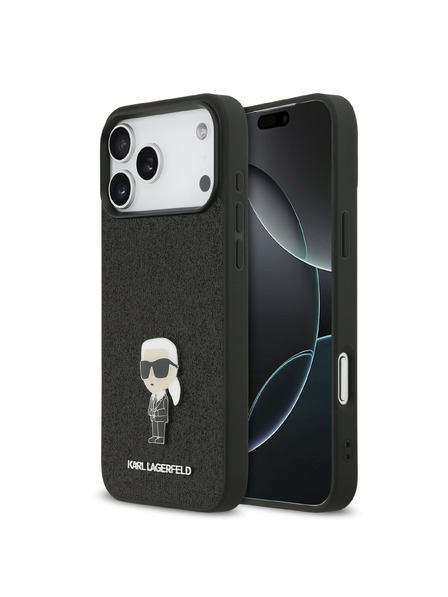 Karl Lagerfeld Karl Lagerfeld Fixed Glitter Metal Ikonik Задна Калъфка за iPhone 17 Pro Max Black