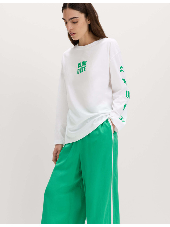 Marks & Spencer Oversized тениска с графика от чист памук Marks & Spencer бяла