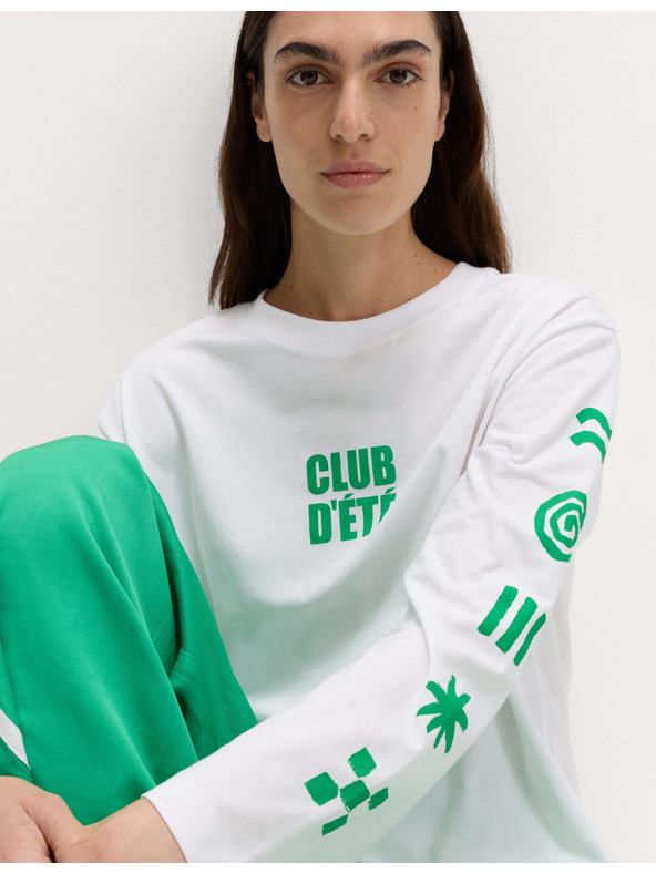 Marks & Spencer Oversized тениска с графика от чист памук Marks & Spencer бяла