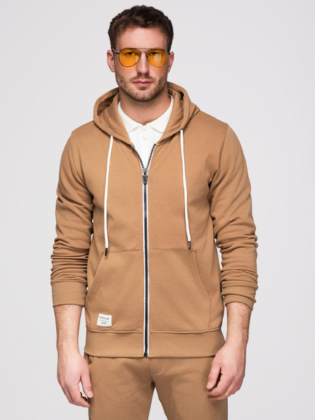 Ombre Clothing Мъжко спортно облекло: суитшърт с качулка и цип + панталони с прави крачола – кафяво V2 Z23 Ombre Clothing