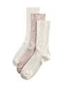 Marks & Spencer 3 чифта супермеки реброви високи чорапи Marks & Spencer розово