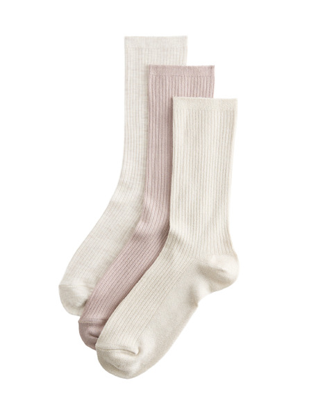Marks & Spencer 3 чифта супермеки реброви високи чорапи Marks & Spencer розово