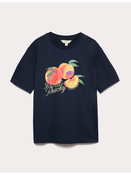 Marks & Spencer Флорално оверсайз тишърт с графика от чист памук Marks & Spencer морско синьо