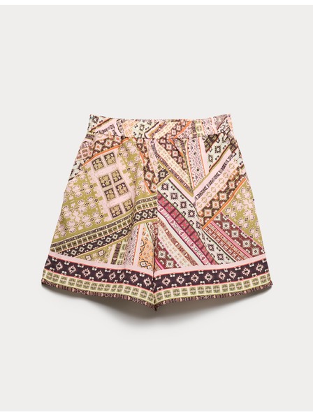 Marks & Spencer Къси панталони с висока талия и принт Marks & Spencer розово
