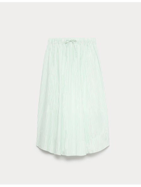 Marks & Spencer Раирана миди кръгла пола от чист памук Marks & Spencer зелена