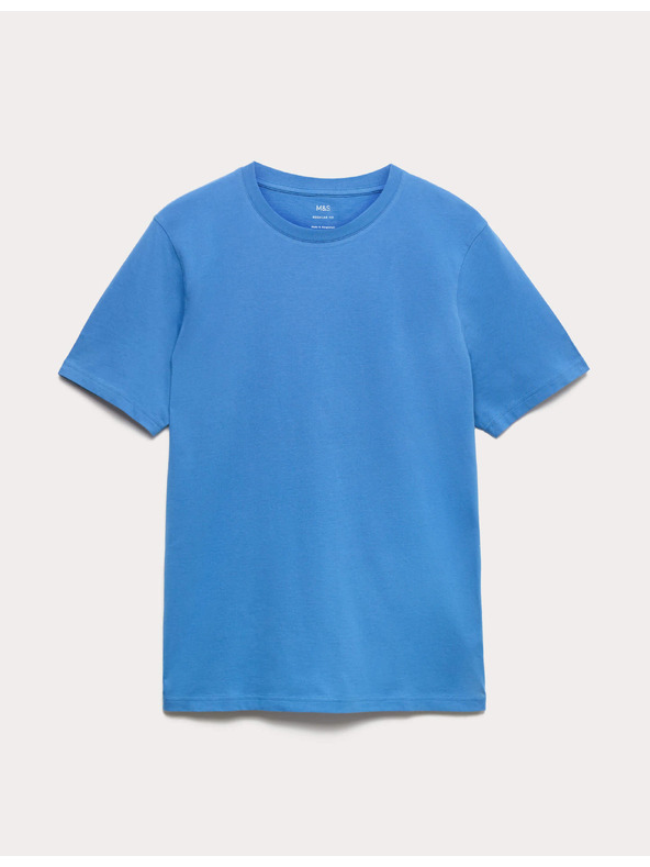 Marks & Spencer Тениска с воланче от чист памук Marks & Spencer синя