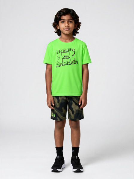 Under Armour Момчешки комплект Under Armour UA TECH PRINTED SS SHORT SET-GRN
