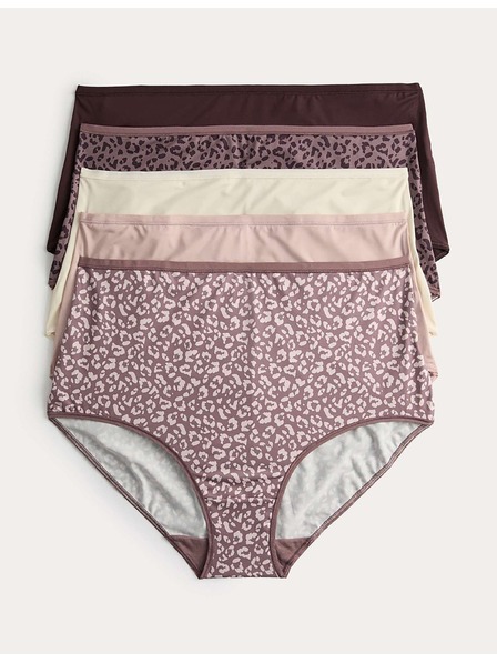 Marks & Spencer Трусики с висока талия от микрофибър, без видим шев, 5 броя в опаковка Marks & Spencer кафяво