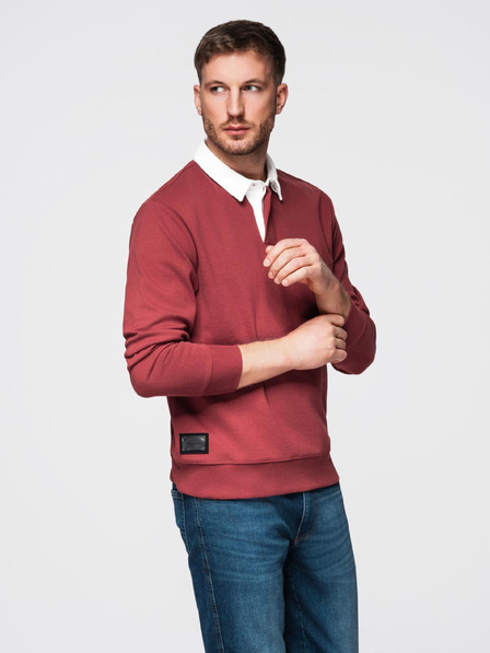 Ombre Clothing Мъжки суитчър с яка в цвят бордо Ombre Clothing