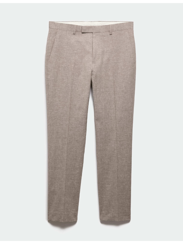 Marks & Spencer Еластични костюмни панталони от лнена смес, тесен силует Marks & Spencer кафява