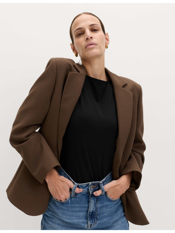 Marks & Spencer Потник тесен силует с лодче деколте с висок процент памук Marks & Spencer черна