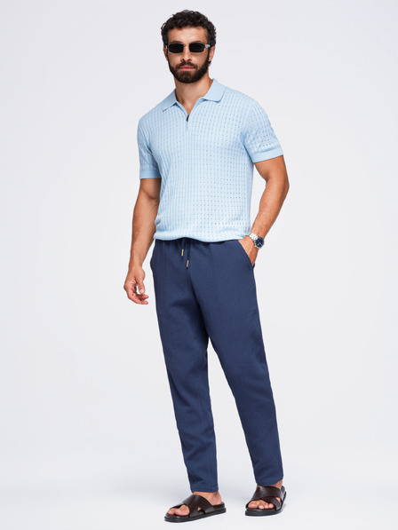 Ombre Clothing Мъжки памучни структурирани панталони REGULAR FIT – тъмно синя V1 OM-PACP-0310 Ombre Clothing