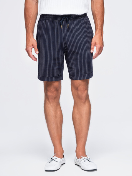 Ombre Clothing Мъжки вискозно-ленени шорти REGULAR FIT с райета – тъмносин V2 OM-SRCS-0208 Ombre Clothing